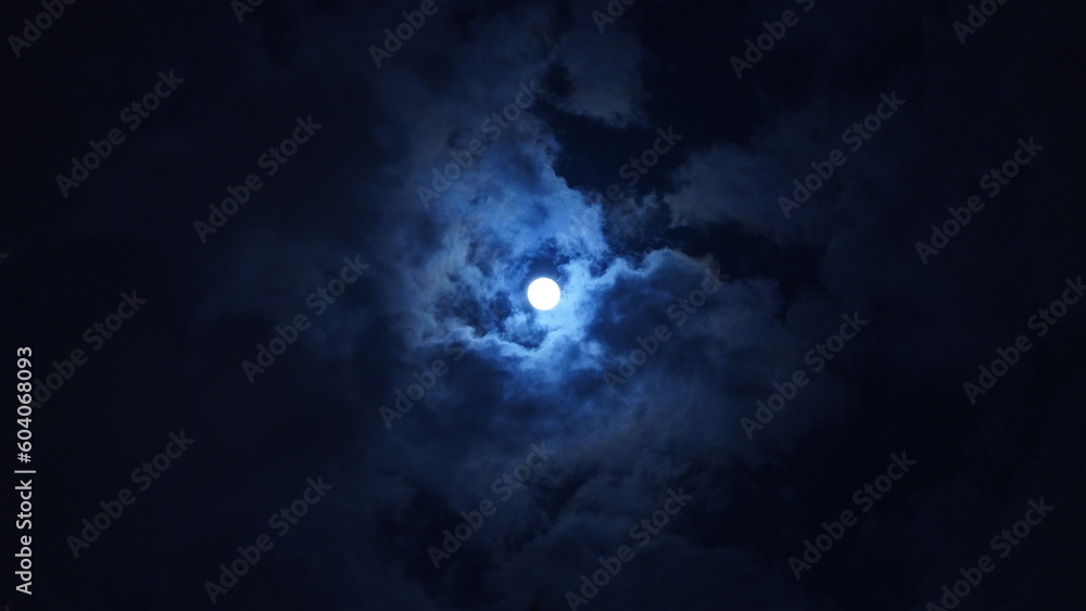 The moon night view with the round and white moon in the sky The moon night view with the round and white moon in the sky