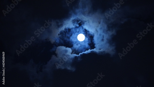 Photography The moon night view with the round and white moon in the sky