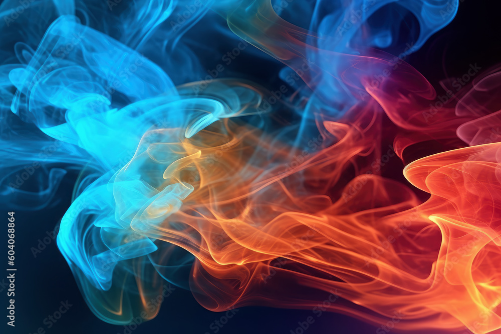 Multicolored abstract smoke on black background, AI Generated Multicolored abstract smoke on black background, AI Generated