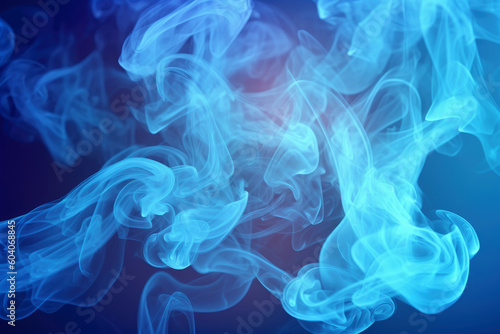 Blue abstract smoke on black background, AI Generated
