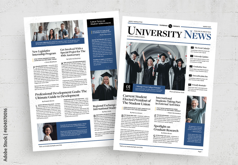 University Newsletter Template Stock Template | Adobe Stock
