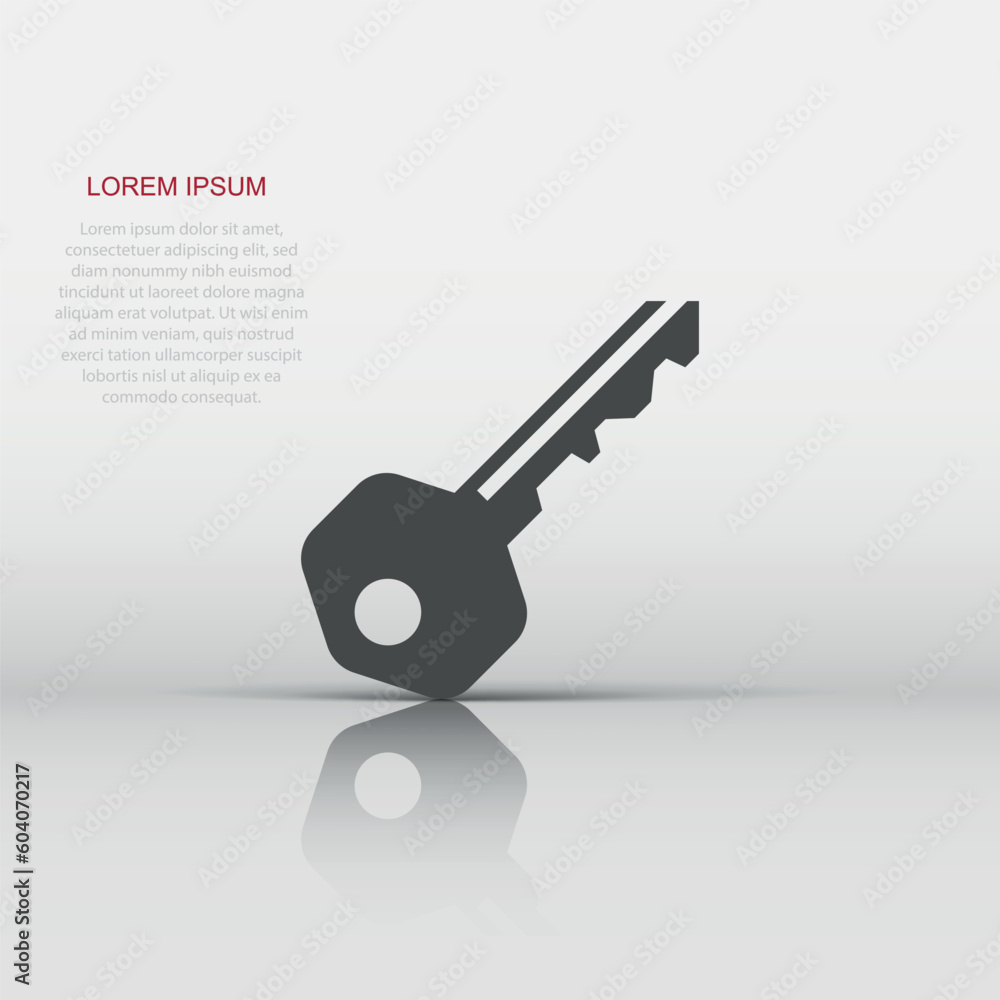 Key icon in flat style. Access login vector illustration on white isolated background. Password key business concept. Key icon in flat style. Access login vector illustration on white isolated background. Password key business concept.