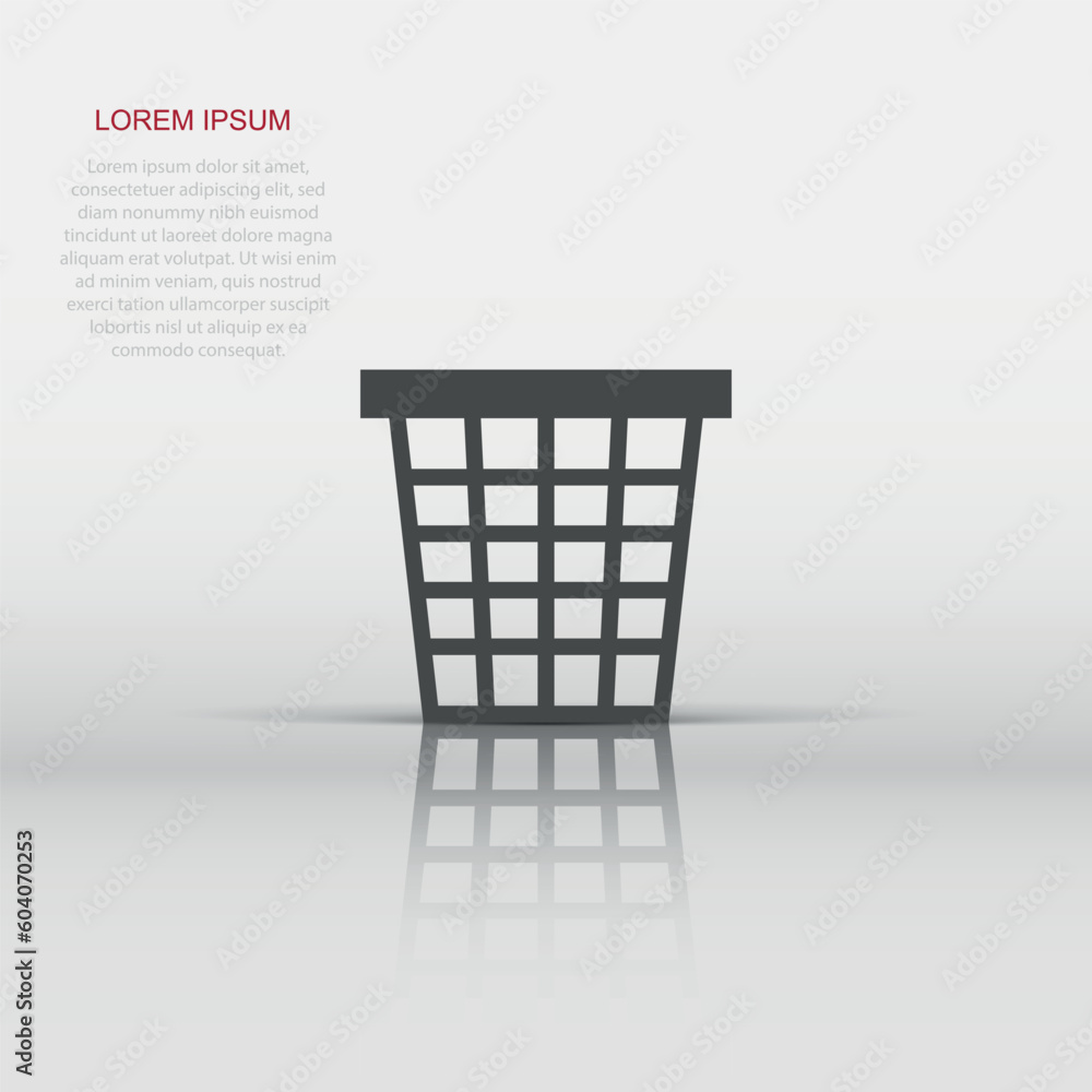 Trash bin garbage icon in flat style. Trash bucket vector illustration on white isolated background. Garbage basket business concept. Trash bin garbage icon in flat style. Trash bucket vector illustration on white isolated background. Garbage basket business concept.