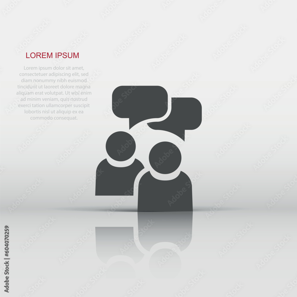 People with speech bubble icon in flat style. Business agreement vector illustration on white isolated background. Partnership talk business concept. People with speech bubble icon in flat style. Business agreement vector illustration on white isolated background. Partnership talk business concept.