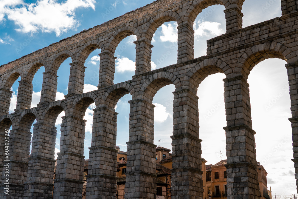 Aqueduct of Segovia - SPAIN. Was built during the second half of the 1st century A.D. under the rule of the Roman Empire and supplied water from the Frío River to the city center. Travel destination Aqueduct of Segovia - SPAIN. Was built during the second half of the 1st century A.D. under the rule of the Roman Empire and supplied water from the Frío River to the city center. Travel destination