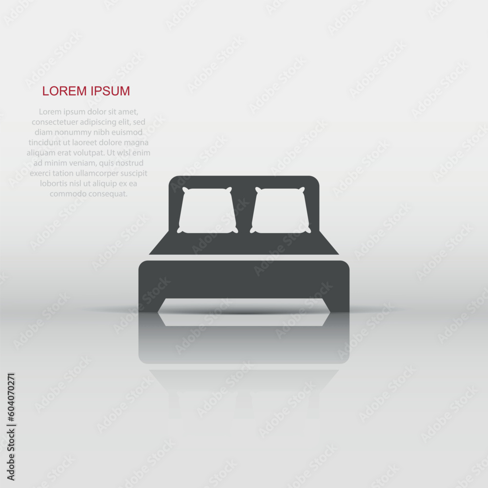 Bed icon in flat style. Sleep bedroom vector illustration on white isolated background. Relax sofa business concept. Bed icon in flat style. Sleep bedroom vector illustration on white isolated background. Relax sofa business concept.