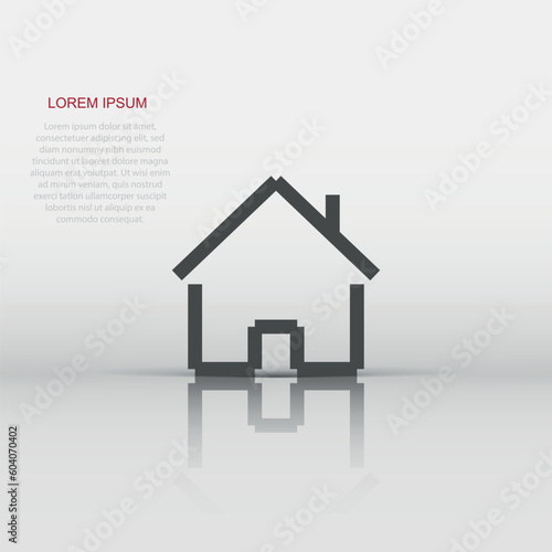 House building icon in flat style. Home apartment vector illustration on white isolated background. House dwelling business concept.