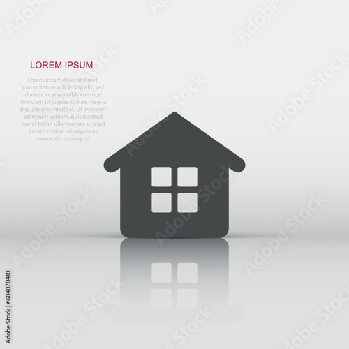 House building icon in flat style. Home apartment vector illustration on white isolated background. House dwelling business concept.