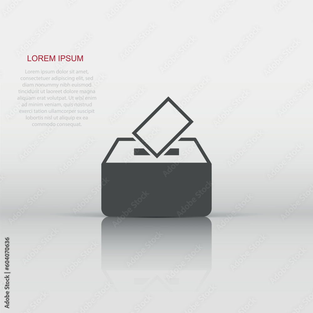 Election voter box icon in flat style. Ballot suggestion vector illustration on white isolated background. Election vote business concept. Election voter box icon in flat style. Ballot suggestion vector illustration on white isolated background. Election vote business concept.