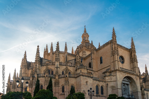 Segovia Cathedral - Gothic-style Roman Catholic cathedral located in the square Plaza Mayor square of the city of Segovia, in the community of Castile-Leon, Spain. Landmark and travel destination 
