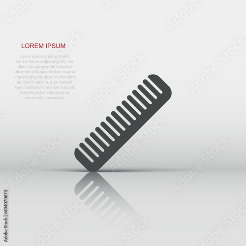 Hair brush icon in flat style. Comb accessory vector illustration on white isolated background. Hairbrush business concept.