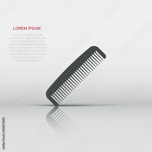 Hair brush icon in flat style. Comb accessory vector illustration on white isolated background. Hairbrush business concept.