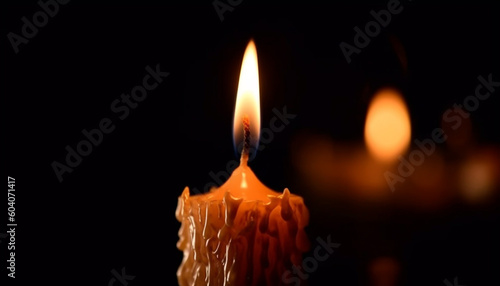 Glowing candle ignites flame of spirituality and love generated by AI