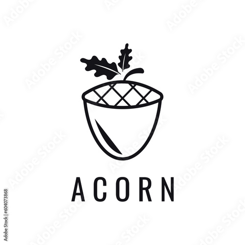 Acorn Logo Template with Leaves