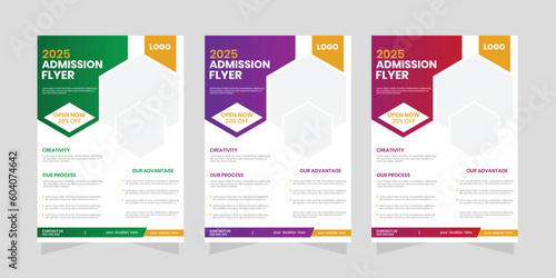 New elegant look school admission leaflet, september admission open flier and poster