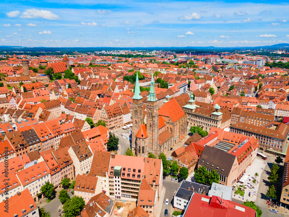 Obraz premium Nuremberg old town aerial panoramic view