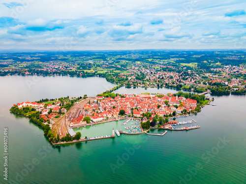 Lindau aerial panoramic view in Bavaria, Germany