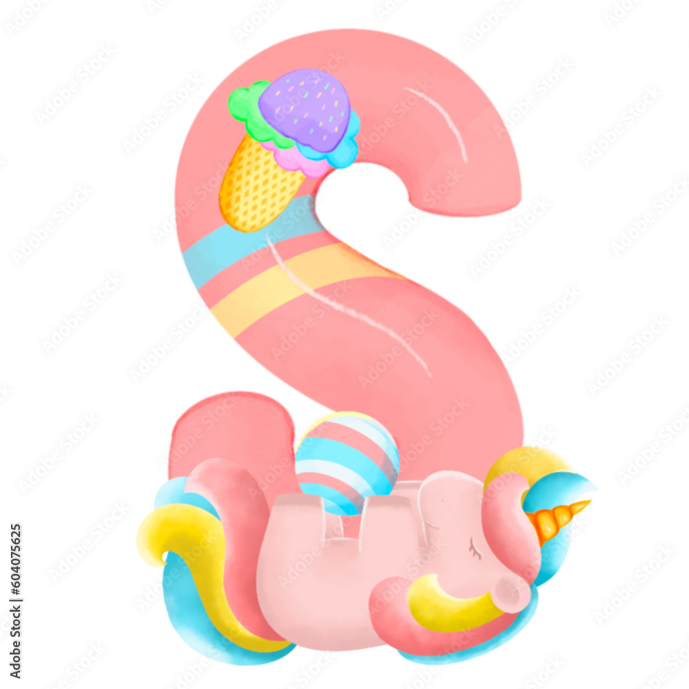 Alphabet with cute unicorn, font in hand-drawn cartoon style. Vector illustration for your design Alphabet with cute unicorn, font in hand-drawn cartoon style. Vector illustration for your design