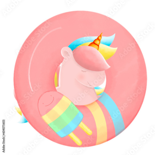 Alphabet with cute unicorn, font in hand-drawn cartoon style. Vector illustration for your design