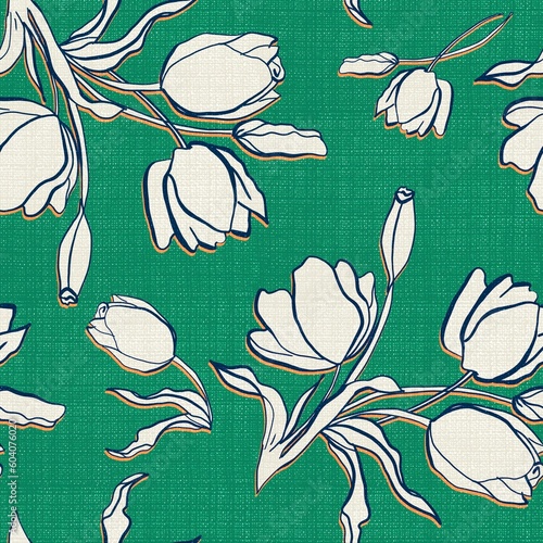 Floral abstract Bicolor fashion pattern seamless