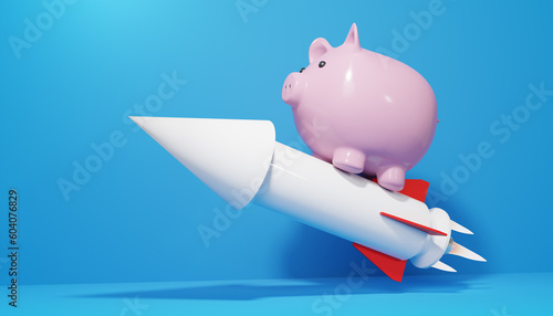 Piggybank on a rocket