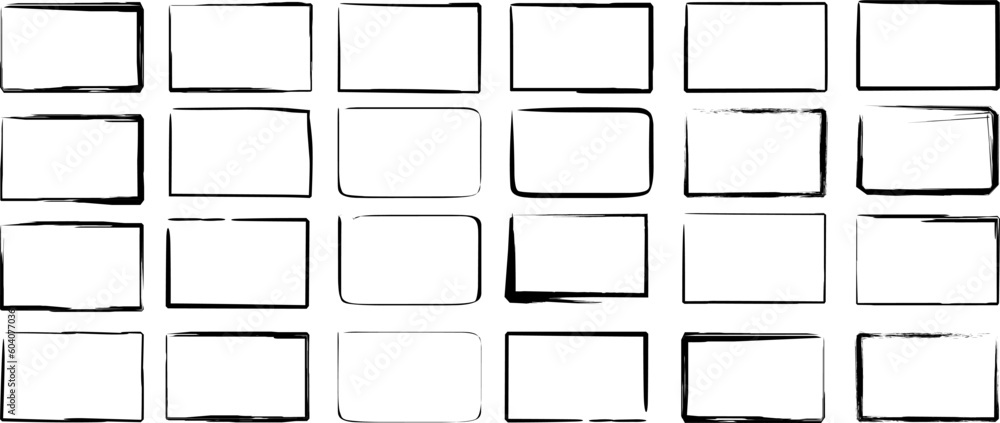 Set hand drawn rectangle, felt-tip pen objects. Text box and frames. - obrazy, fototapety, plakaty 