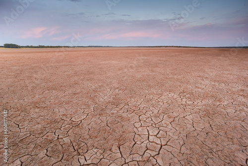 Cracked earth, desertification process, La Pampa Province, Patagonia, Argentina.