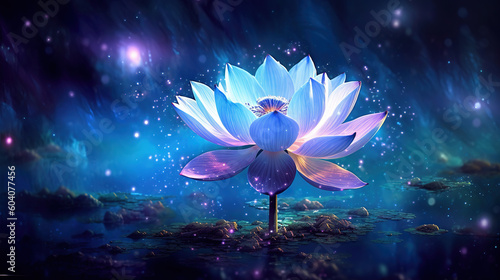 water lily flower blue lotus night bioluminescent