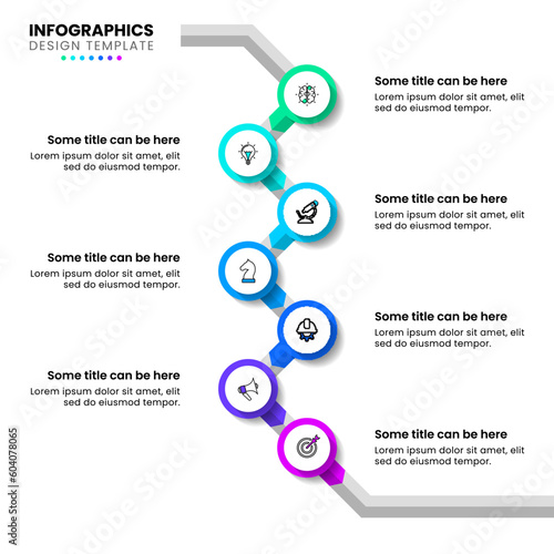 Infographic template. Vertical line with 7 steps
