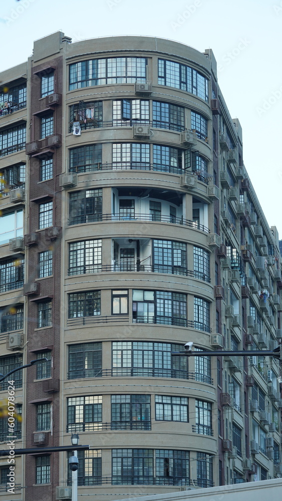 The old buildings view located in Shanghai of the city in China The old buildings view located in Shanghai of the city in China
