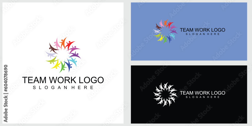 Premium Vector | Team work logo design corporate peoples vector template