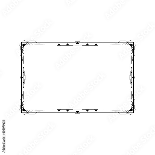 Abstract Black Simple Line Rectangular Frame Doodle Outline Element Vector Design Style Sketch Isolated Illustration For Wedding And Banner