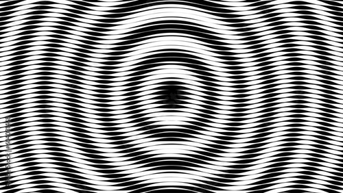 Abstract hypnotic background with alternating concentric circles made up of wavy lines
