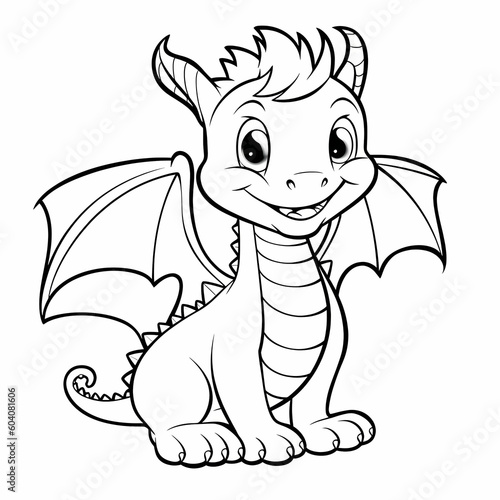 cute dragon simple coloring book page learn to color