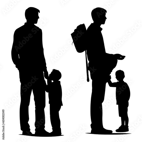 parent and child silhuette. Father and his son 