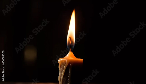 Glowing candle ignites tranquil scene of spirituality generated by AI