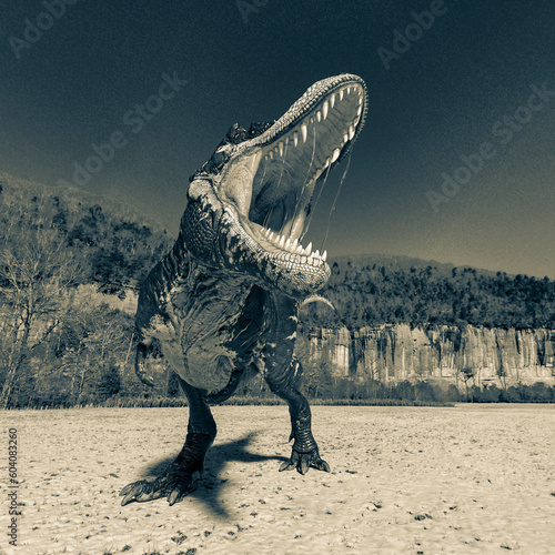 tyrannosaurus rex is angry in the winter is coming © DM7