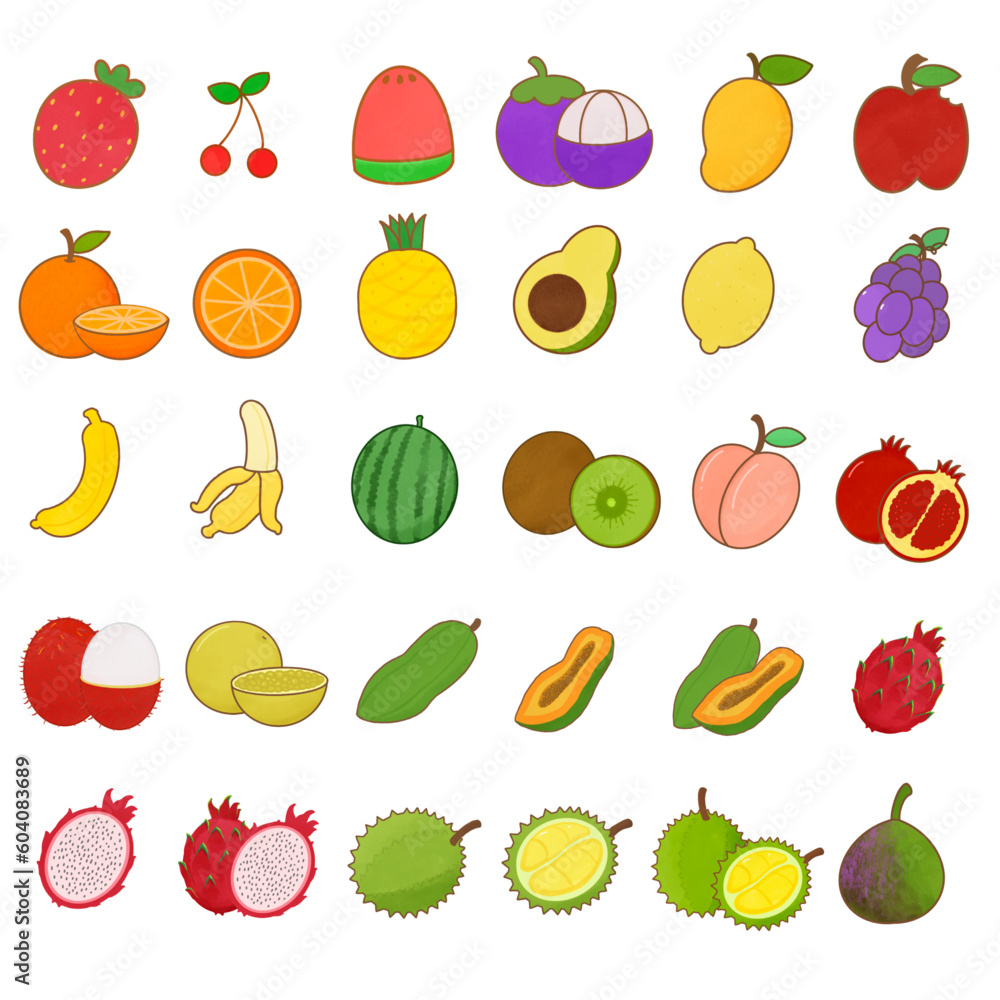 set of fruits and vegetables set of fruits and vegetables