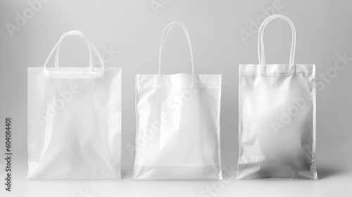 Isolated Front Of White Blank Plastic Shopping Bag Foil Packet, Generative Ai