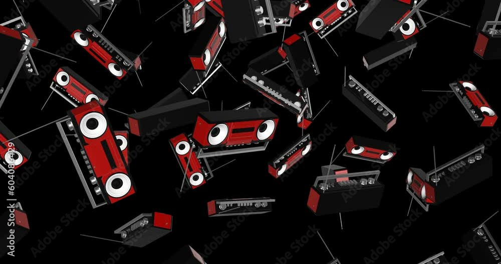 Boombox falling slow motion 3d animation Boombox falling slow motion 3d animation