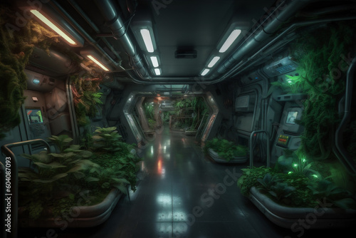 Space cabin full of green plants © lichaoshu