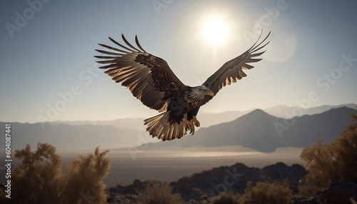 Majestic bird of prey soars in freedom generated by AI