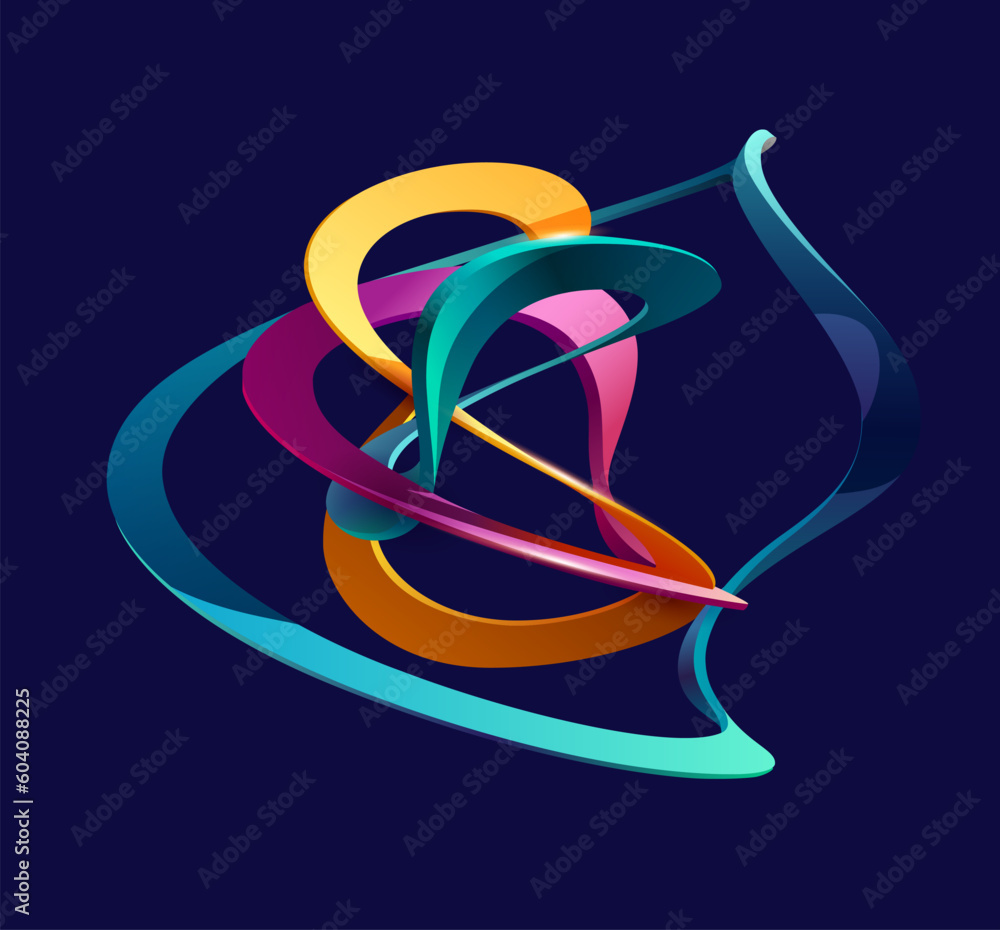 Colorful liquid circle. Abstract geometric shapes on dark background. 3D vector design elements. Colorful liquid circle. Abstract geometric shapes on dark background. 3D vector design elements.