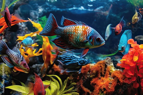 closeup of colorful aquarium  ai generated