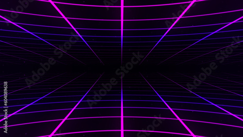 Purple and blue abstract lines geometric background. Data stream. Movement effect. Reference 3D Retro Grid. © Viktor