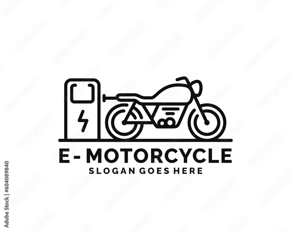 Electric motorcycle logo design vector
