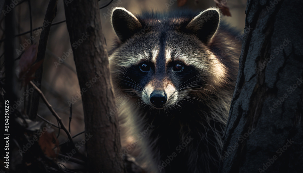 Fluffy young fox looking at camera, alert generated by AI Fluffy young fox looking at camera, alert generated by AI
