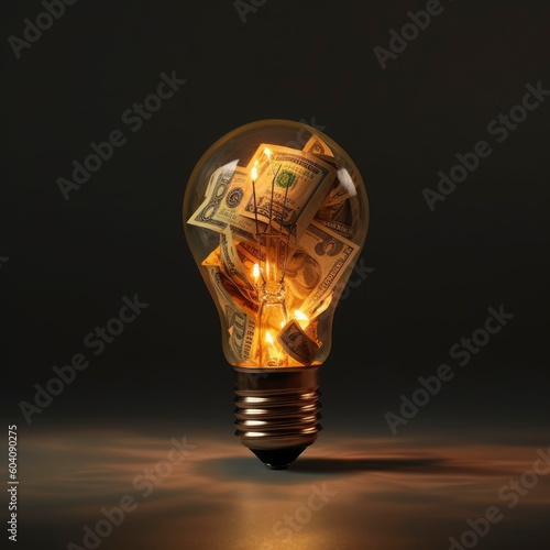 a lamp with money inside