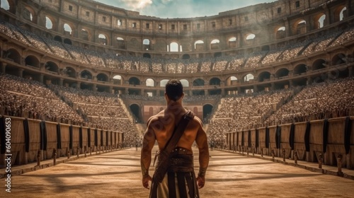 Fotografie, Tablou Anchient roman gladiator entering. Generative AI