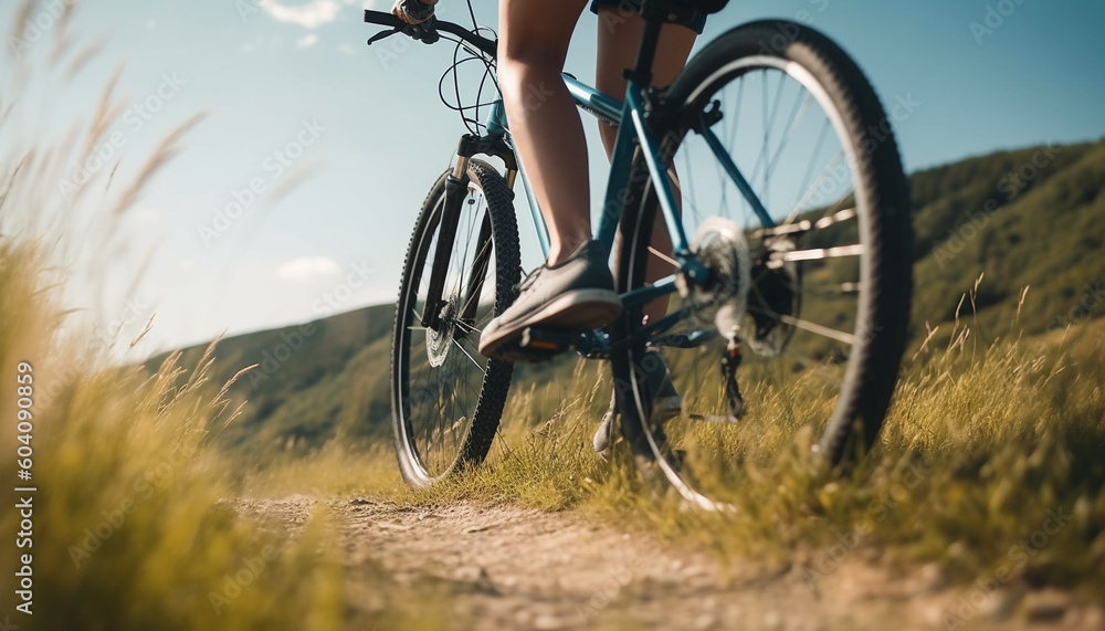 Fototapeta premium Mountain biking an extreme sport for adventure seekers generated by AI